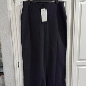 Zara Winter Grey Washed Cotton Maxi Skirt Womens M